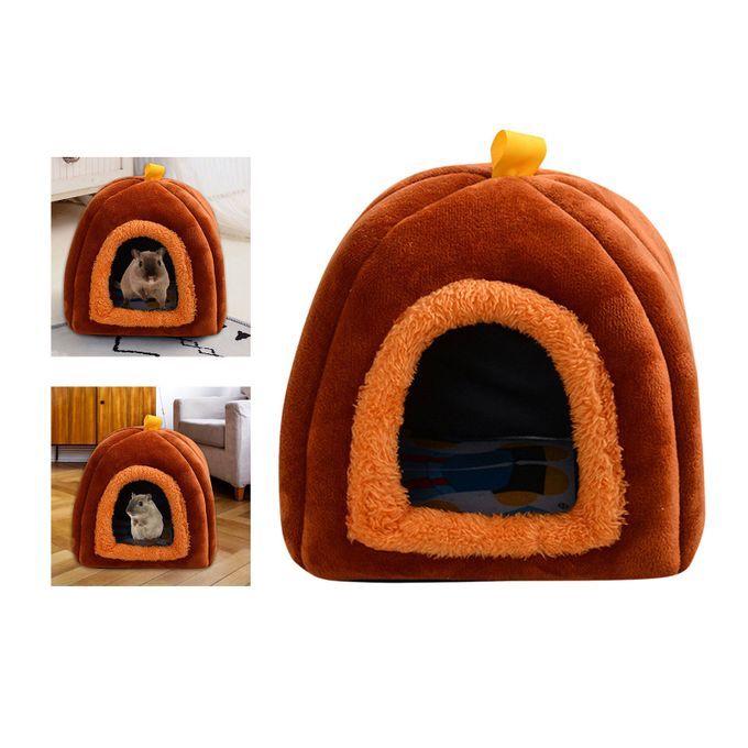 Cute Guinea Pig Mini Bed Hamster House Squirrel Warm Cloth Brown