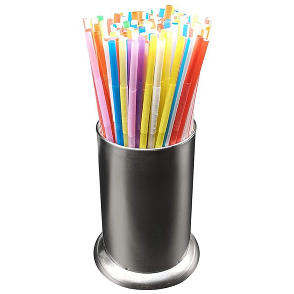 2X Stainless Steel Straw Holder, Counter-Top Straw Dispenser, Cutlery Organizer, Spoons Forks Chopsticks Storage