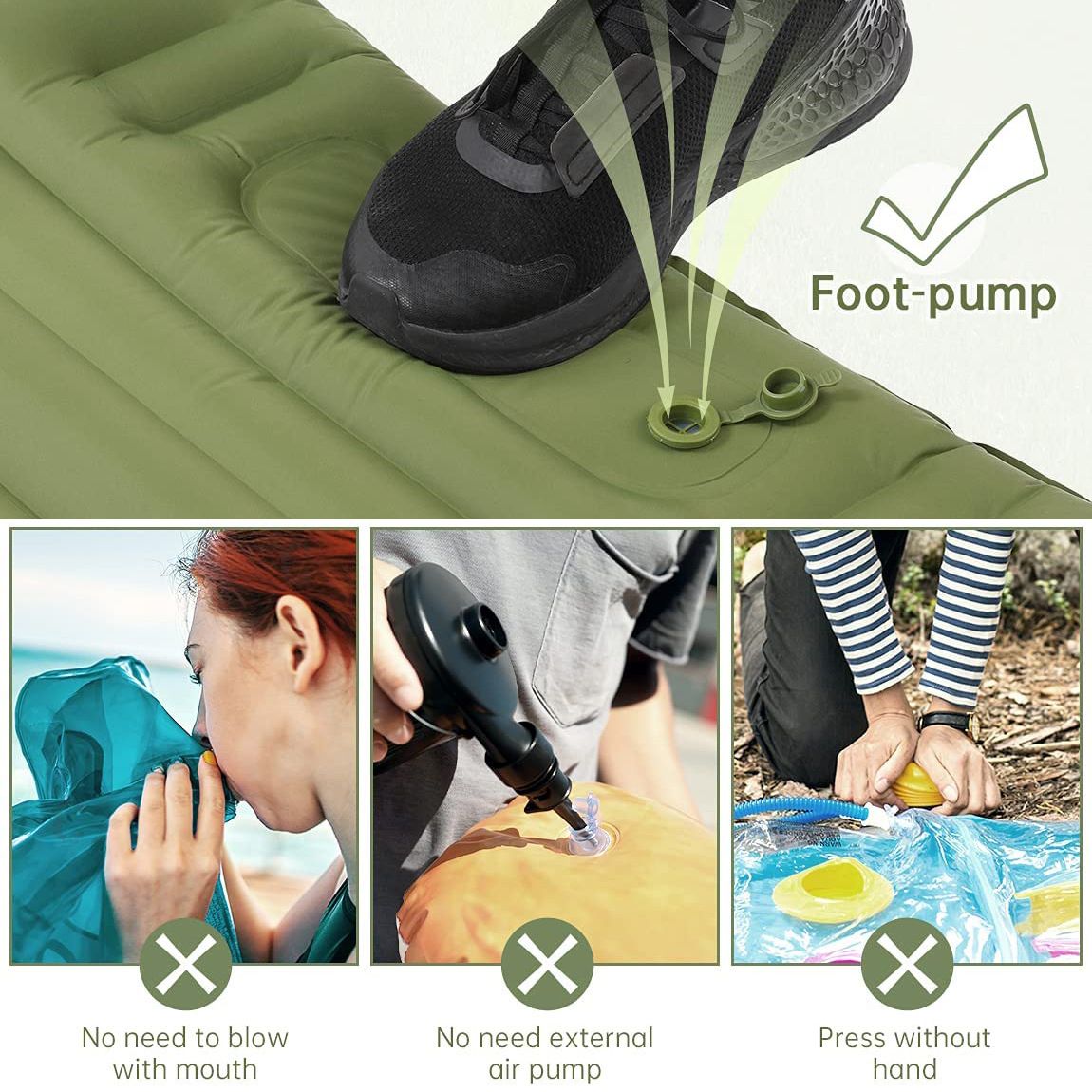 Inflatable Sleeping Pad For Camping, Camping Mat With Pillow