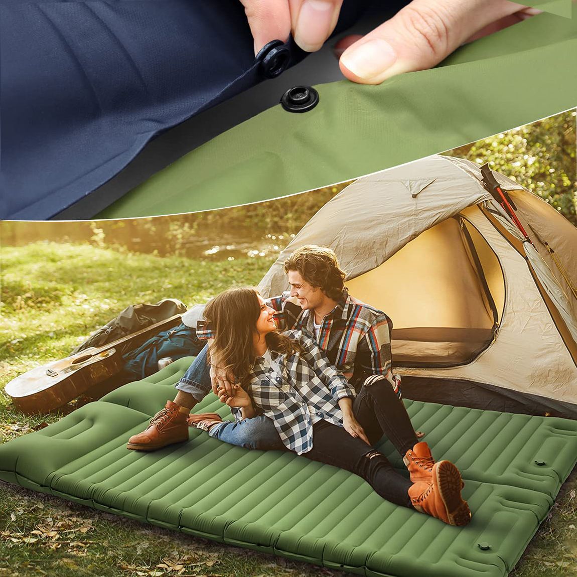 Inflatable Sleeping Pad For Camping, Camping Mat With Pillow