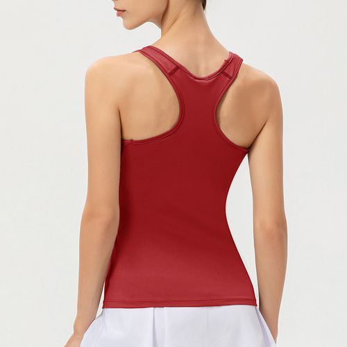 Women Workout Tops Yoga Running Sleeveless Gym Tank Sport Vest（Red）