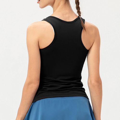 Womens Fitness Tank Top Running Vest Casual Gym Sleeveless Sportswear（Black）