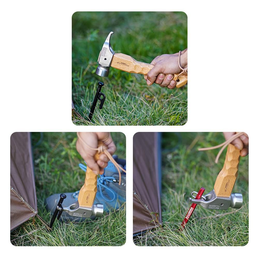 Camping Hammer Portable Tent Awning Stake Nail Puller Heavy Duty Tent Stake Remover Steel Tent Hammer with Holding Strap