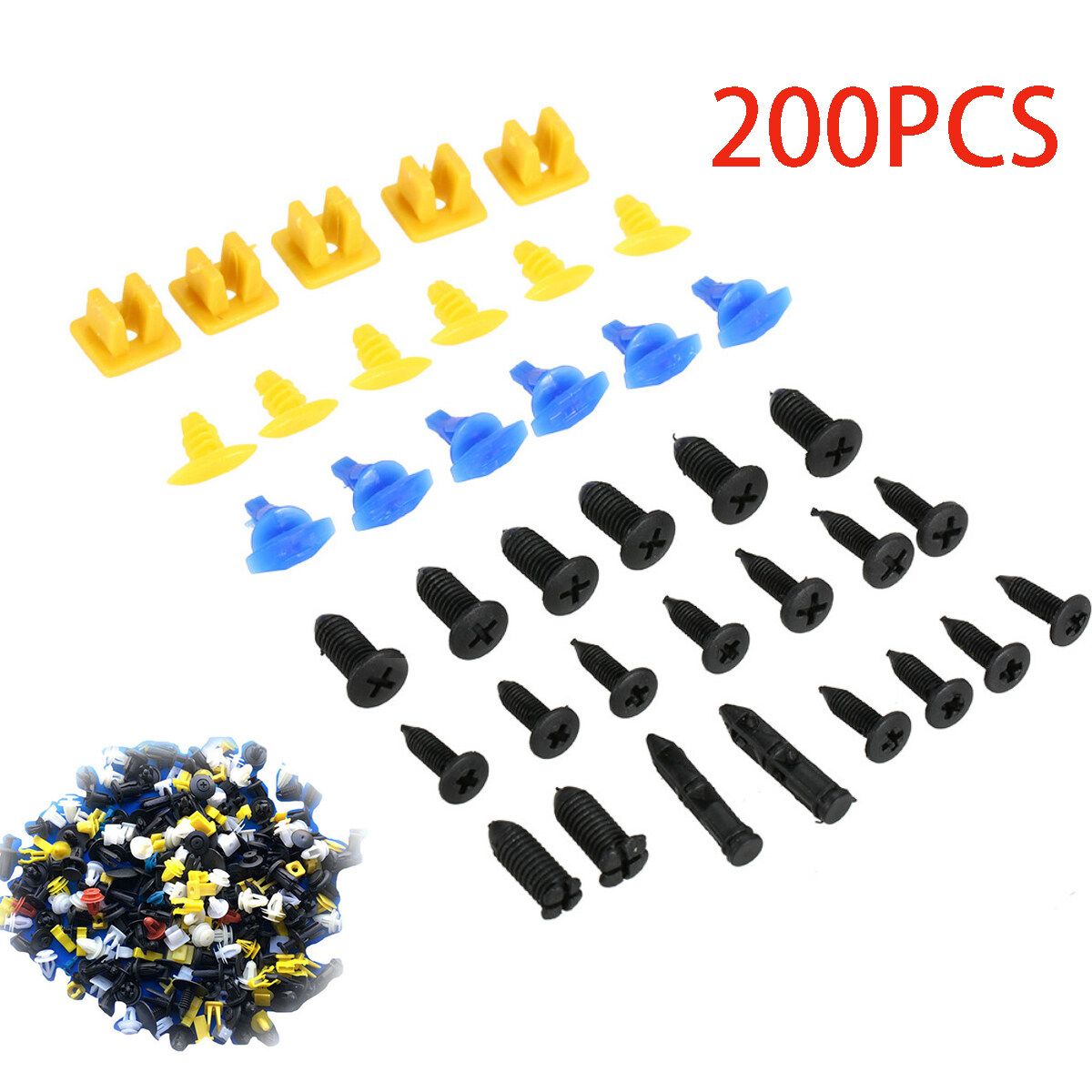 100/200/400 Pcs Push Pin Bumper Fender Panel Clips Car Plastic Push Pin Rivet Fastener 200PCS