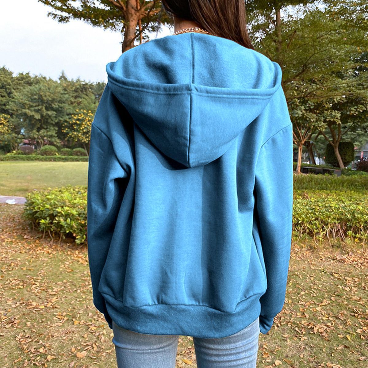 Jacket With Pocket Sweatshirt Long Hat Casual Jean  Ladies