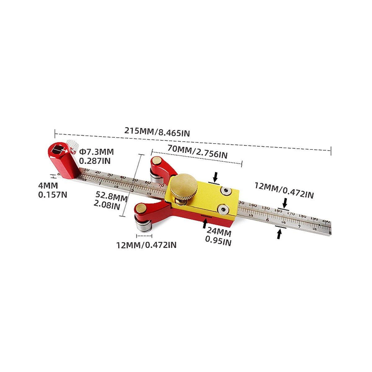 Woodworking Scribe Straight Line Arc Scriber Ruler Aluminum Alloy Parallel Line Drawing Marking Gauge Measuring Tool