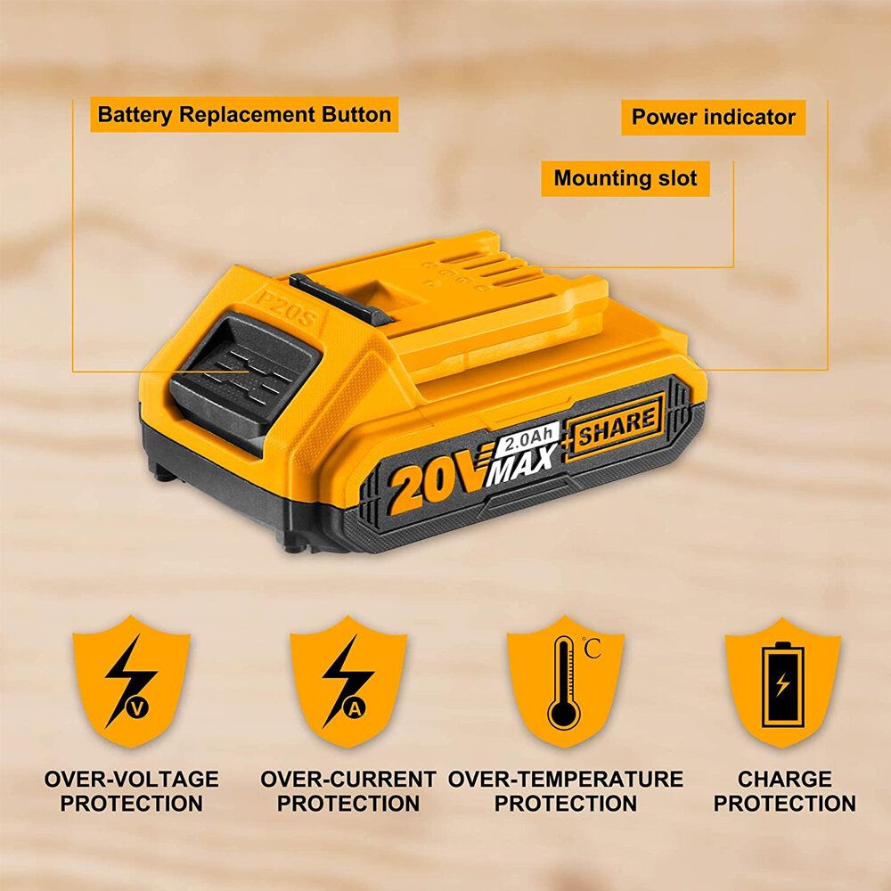 INGCO FBLI2001 20V 2Ah Li Battery Pack For Power Tools With