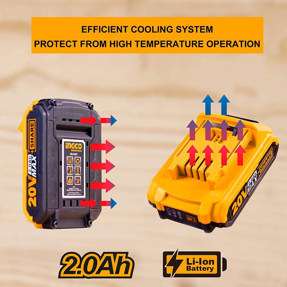 INGCO FBLI2001 20V 2Ah Li Battery Pack For Power Tools With