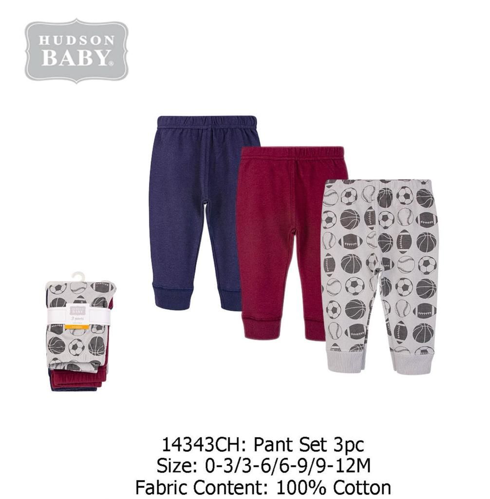 3 Piece Pant Set - Navy Blue, Wine And Pattern Grey