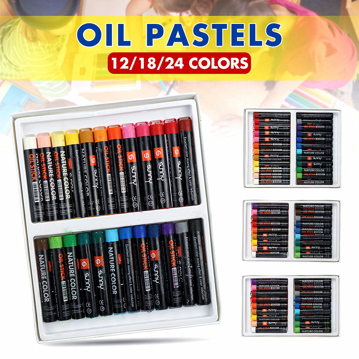 12/18/24 Child Oil Sticks Long-lasting Artist Drawing Set Bright Colors 18 Colors