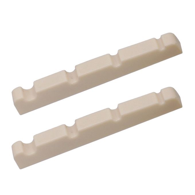 2pcs Electric Bass Slotted Curved Nut 4 String Guitar Beige Color
