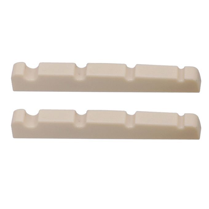 2pcs Electric Bass Slotted Curved Nut 4 String Guitar Beige Color