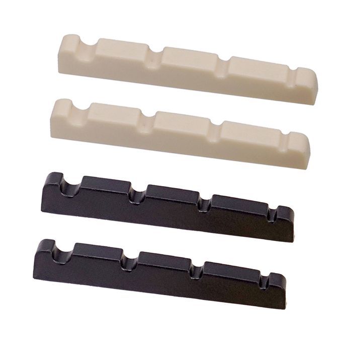 2pcs Electric Bass Slotted Curved Nut 4 String Guitar Beige Color