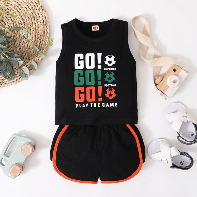 3-24 Months Baby Boy Sport Style Football Print Summer Clothing Set