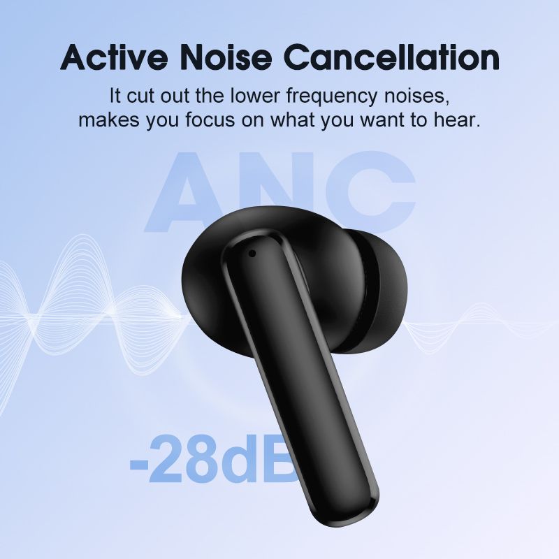 T13 ANC Wireless Earbuds Active Noise Cancelling, Black