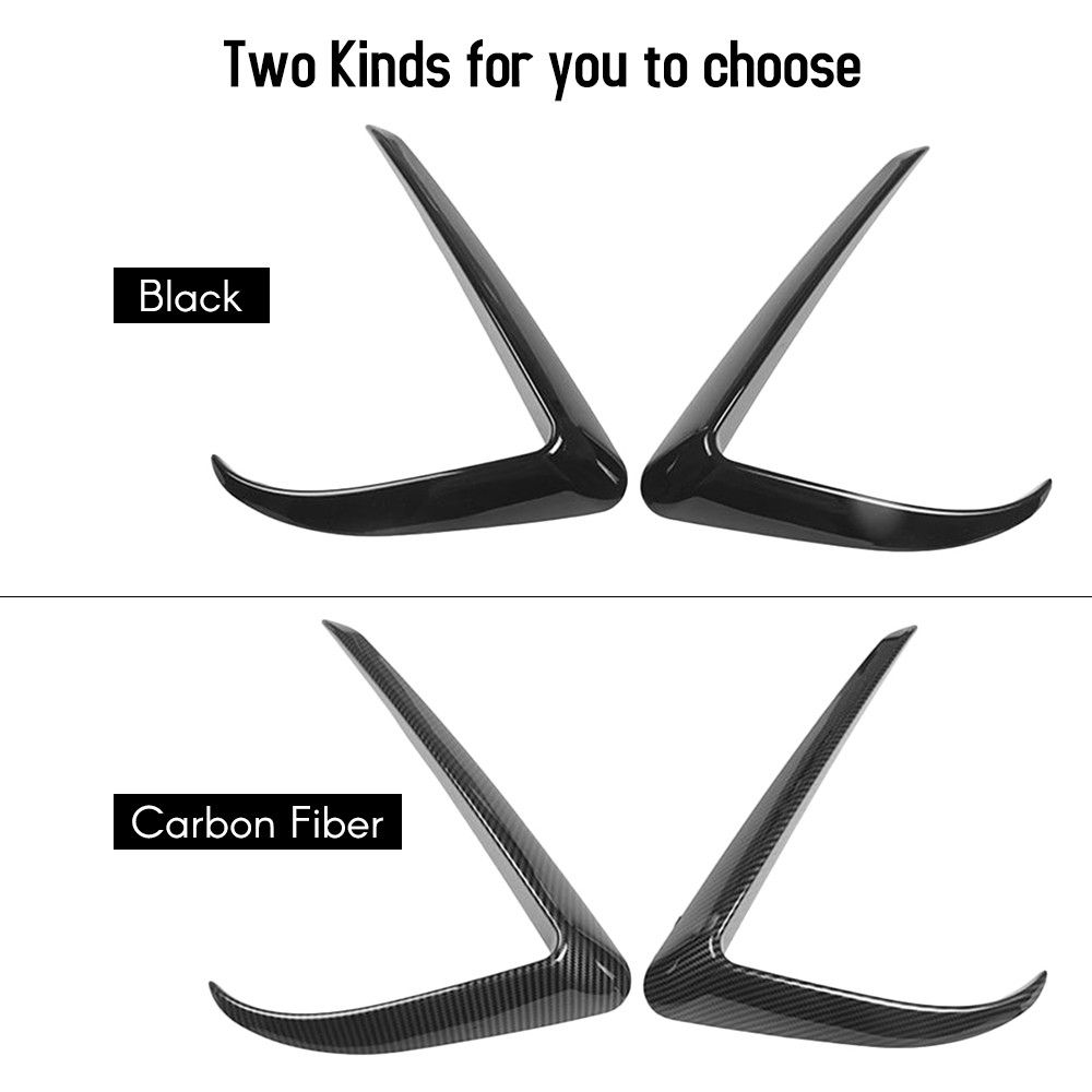 2Pcs Black Front Foglight Eyebrow Eyelids Cover Trim Fit For