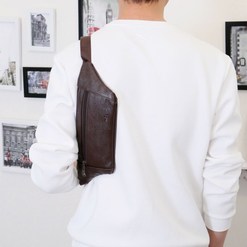 Leather Fanny Pack Men Mini Waist Belt Bag Purse Hip Small