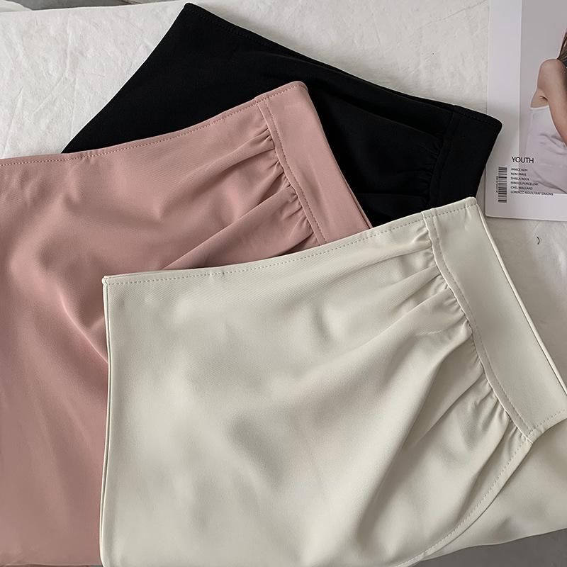 Omale OL Commuter Fashion Summer High Waist Side Fold Irregular Wrap Hip Skirt A-line Half Skirt