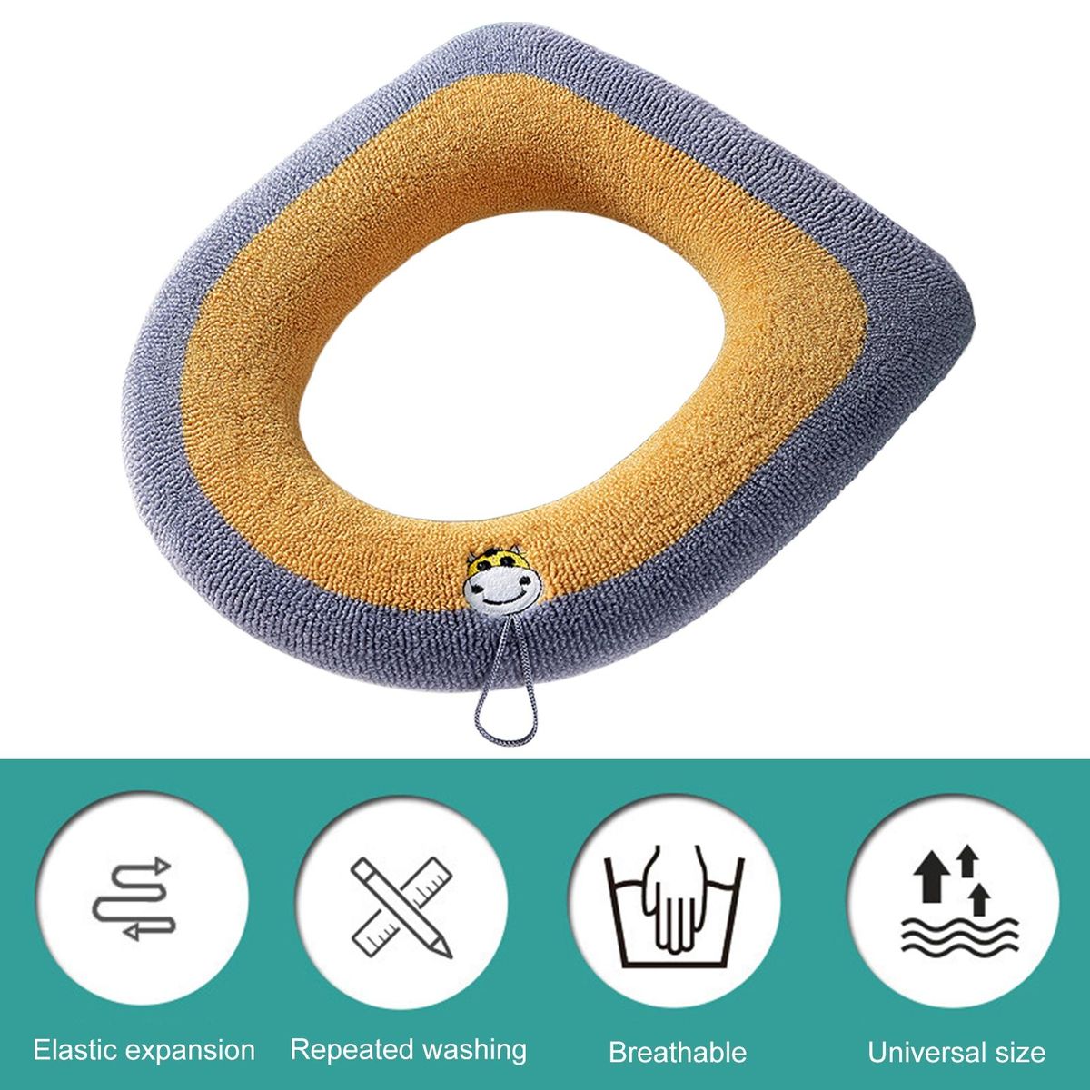 Toilet Seat Cover Dorm Hotel WC Room Closestool Pad Yellow