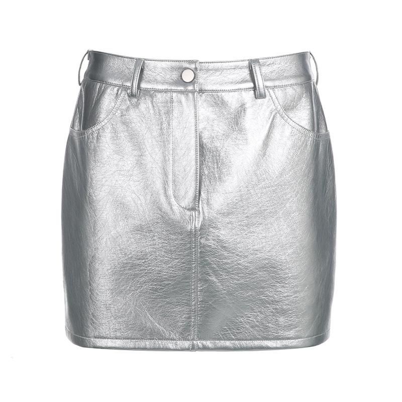 Spicy Girls Basic Solid Leather Short Skirt Women's New Imitation Leather Bottom Wrap Hip Skirt Slim