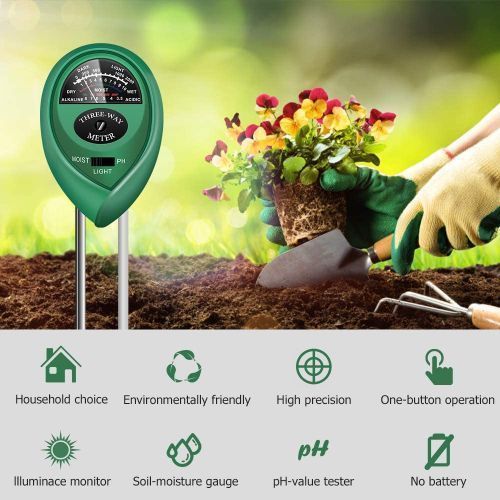 Soil PH Meter 3-in-1 Soil Tester Moisture Meter Light Meter For Plants Crops Flowers Vegetable Hydroponics Analyzer