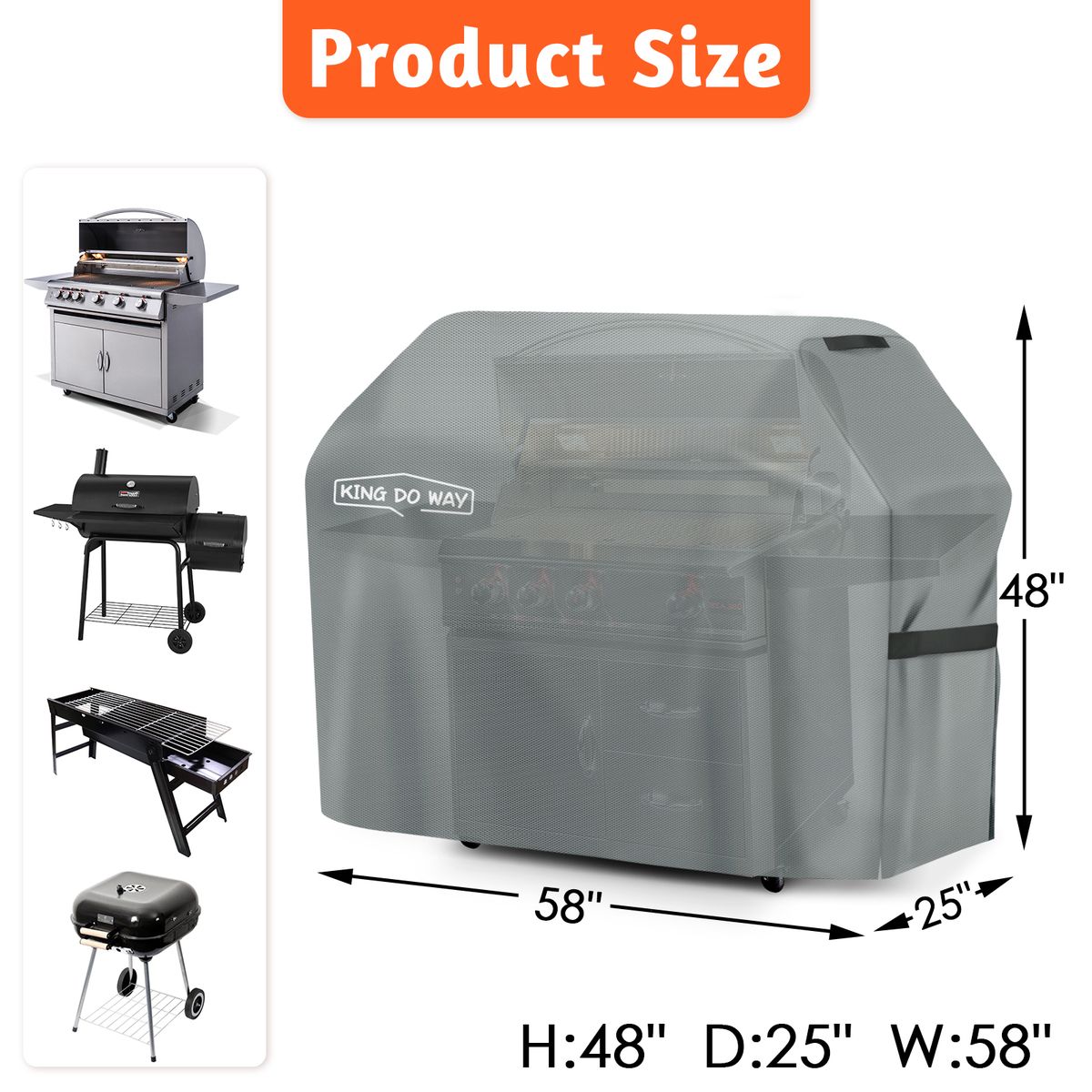 BBQ Cover Coated With PU Pressure Tape Windproof Buckle