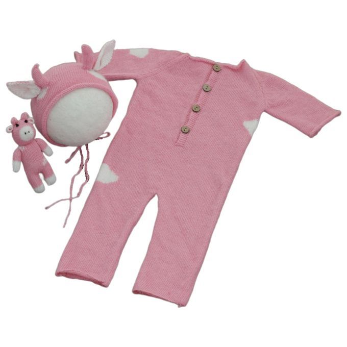 Baby Jumpsuit Fashionable Button Closure For Christmas Spring Pink