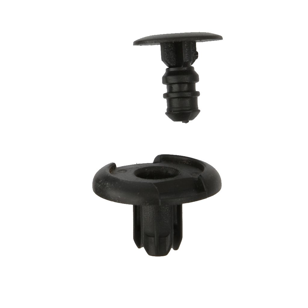 50pcs 6mm Hole Black Plastic Push In Type Rivets Fastener Pin Clips