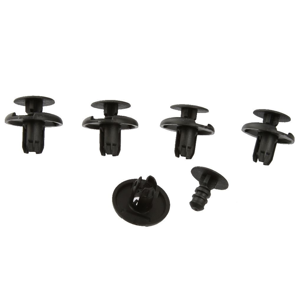 50pcs 6mm Hole Black Plastic Push In Type Rivets Fastener Pin Clips