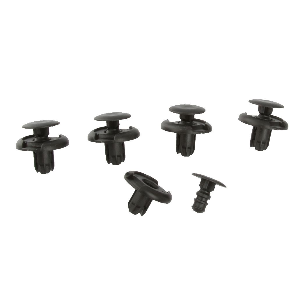 50pcs 6mm Hole Black Plastic Push In Type Rivets Fastener Pin Clips