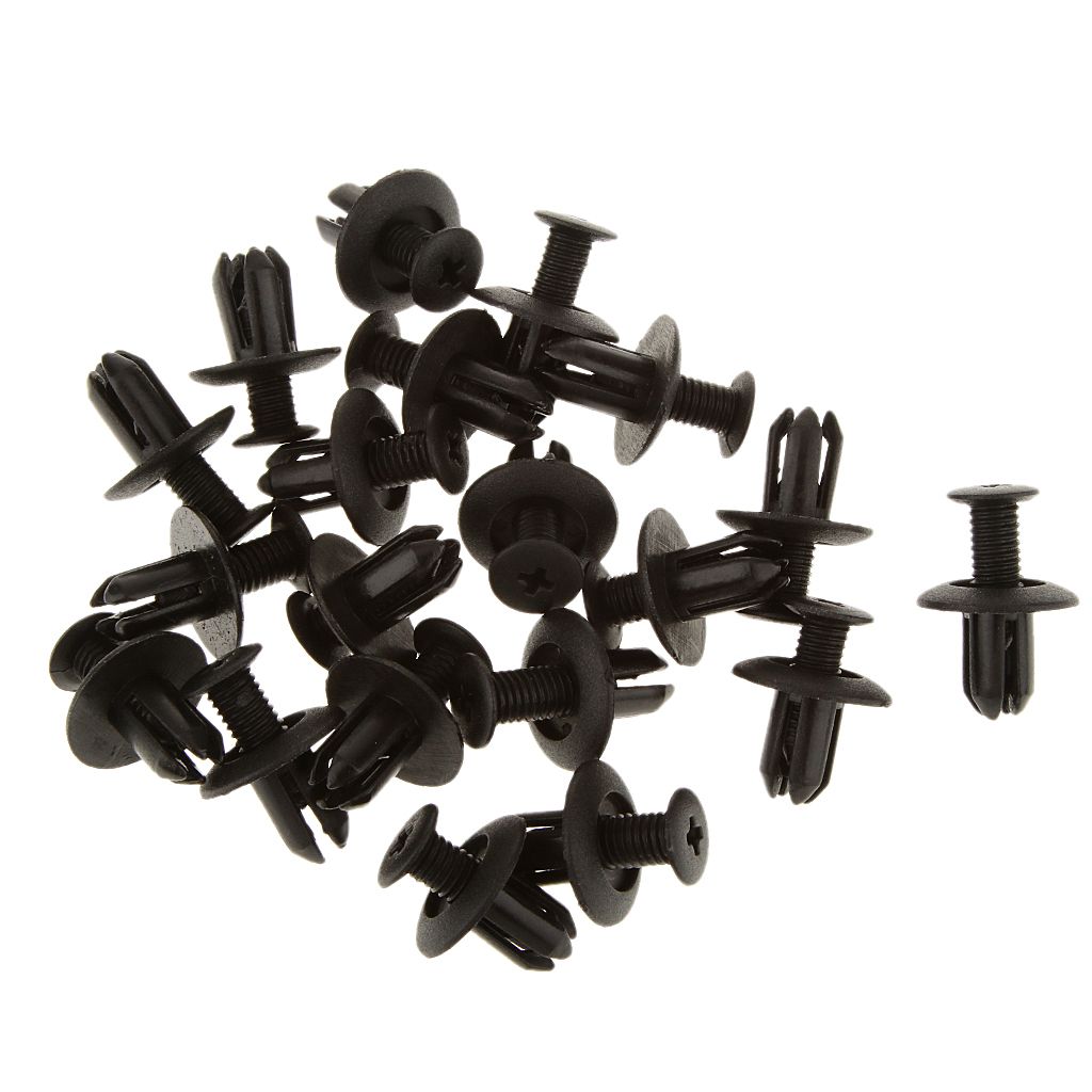 50pcs 6mm Hole Black Plastic Push In Type Rivets Fastener Pin Clips