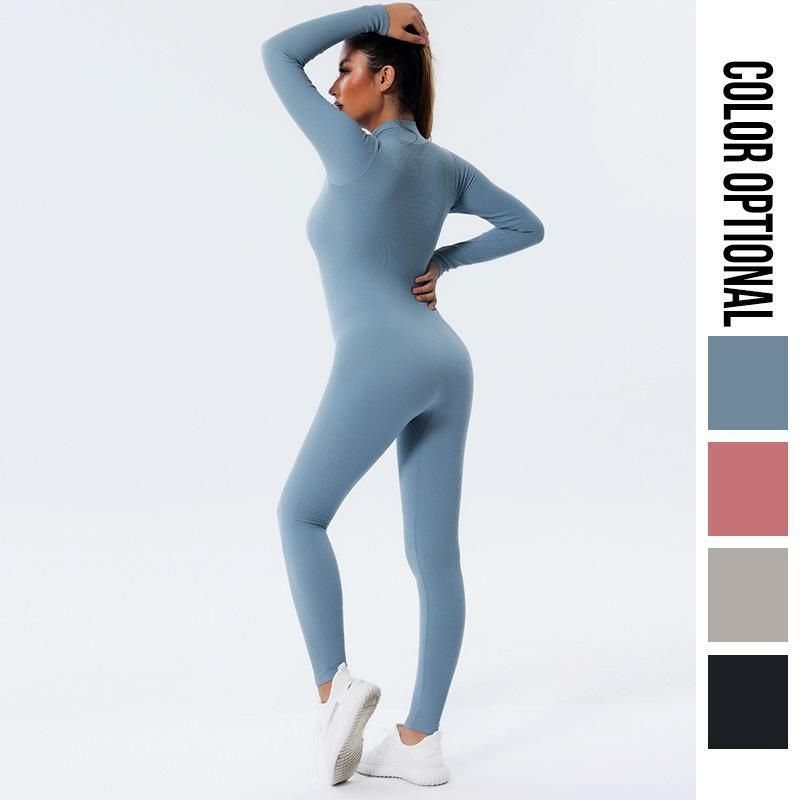 Quick-drying seamless autumn and winter yoga suit long-sleeved sports suit dance yoga fitness suit one-piece tight yoga pants for women