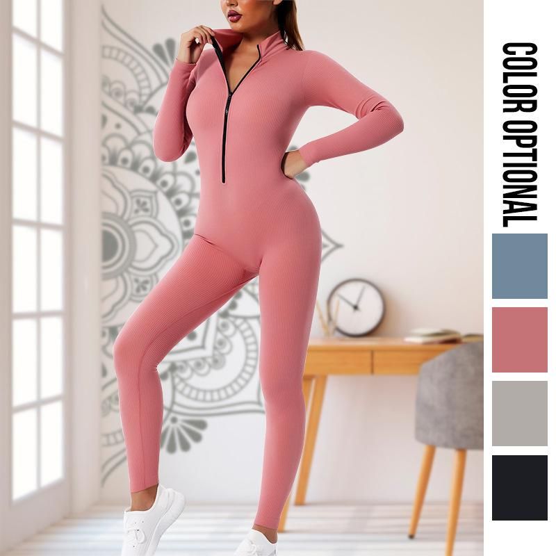 Quick-drying seamless autumn and winter yoga suit long-sleeved sports suit dance yoga fitness suit one-piece tight yoga pants for women