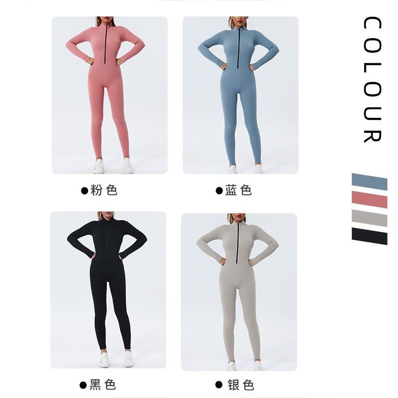 Quick-drying seamless autumn and winter yoga suit long-sleeved sports suit dance yoga fitness suit one-piece tight yoga pants for women
