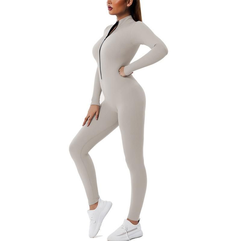 Quick-drying seamless autumn and winter yoga suit long-sleeved sports suit dance yoga fitness suit one-piece tight yoga pants for women