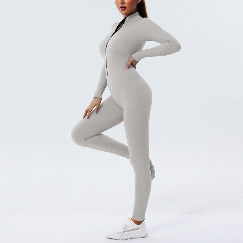Quick-drying seamless autumn and winter yoga suit long-sleeved sports suit dance yoga fitness suit one-piece tight yoga pants for women