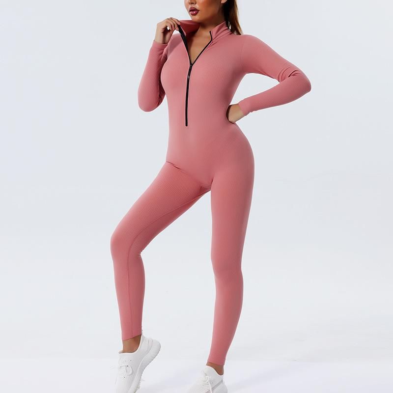 Quick-drying seamless autumn and winter yoga suit long-sleeved sports suit dance yoga fitness suit one-piece tight yoga pants for women