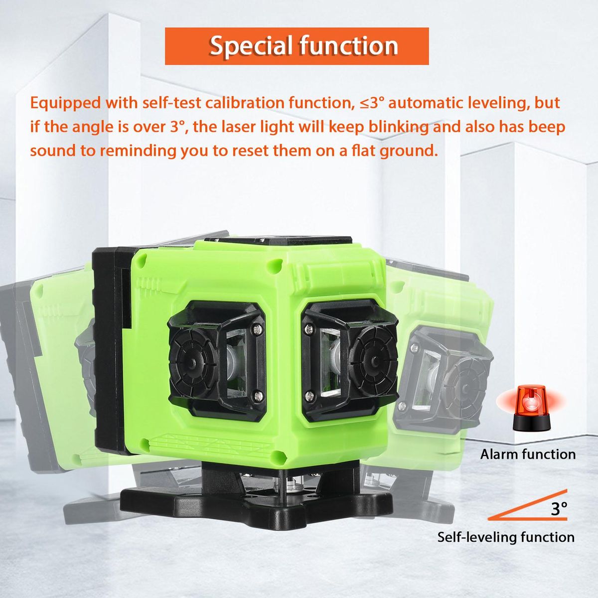 Multifunctional 12 Lines Green Light Laser Level 3° Self-leveling Machine Rechargeable Lithium Battery Leveling Tool Omnidirectional Ground Wall Sticker