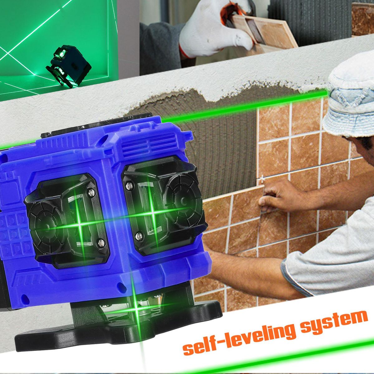 Multifunctional 12 Lines Green Light Laser Level 3° Self-leveling Machine Rechargeable Lithium Battery Leveling Tool Omnidirectional Ground Wall Sticker