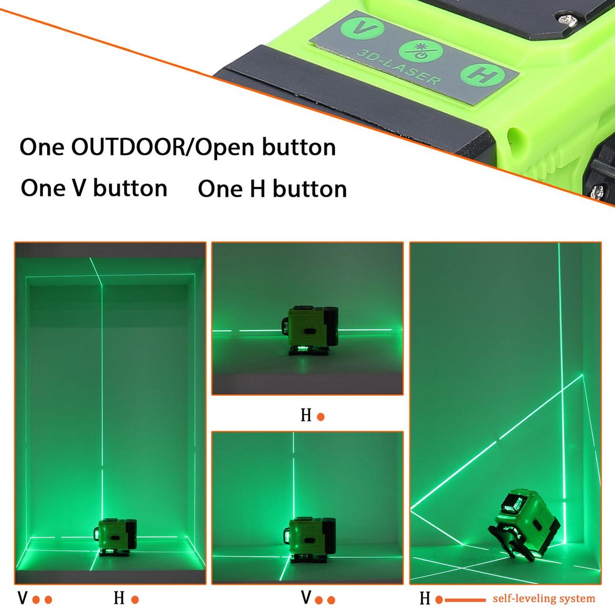 Multifunctional 12 Lines Green Light Laser Level 3° Self-leveling Machine Rechargeable Lithium Battery Leveling Tool Omnidirectional Ground Wall Sticker