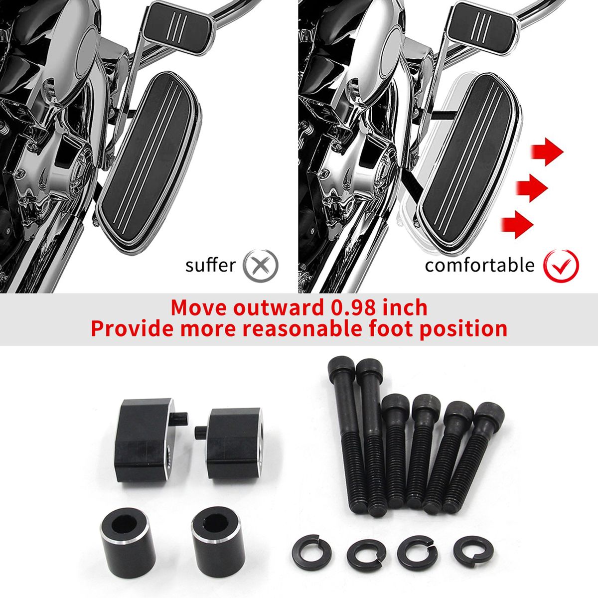Driver FloorBoard Extension Kit 0.98in Replacement For Road