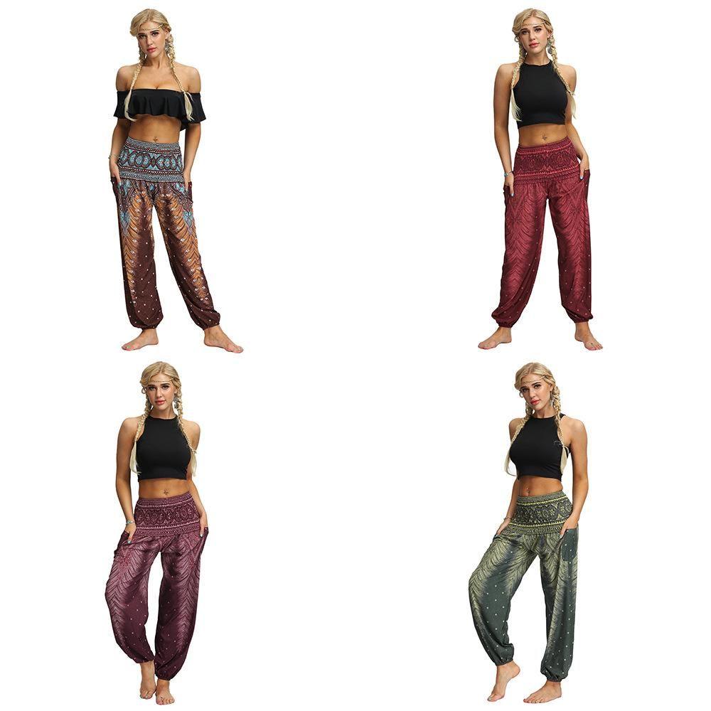 Digital printed women's sports casual dance bloomers large fitness yoga pants autumn