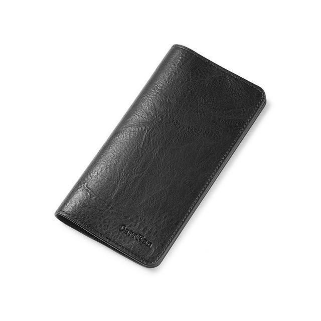 Wax oil skin wallet-monedero largo clasico para hombre billetera de cuero natural portafoglio uomo-Black