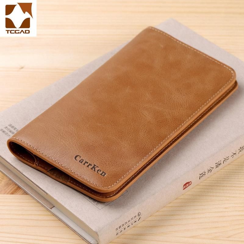 Wax oil skin wallet-monedero largo clasico para hombre billetera de cuero natural portafoglio uomo-Black
