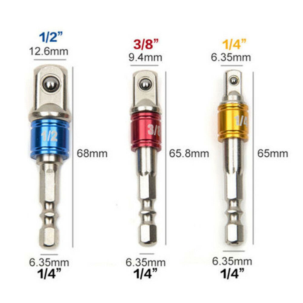 3Pcs/Set Hex Drill Bit Socket Adapter Drive Electric Impact