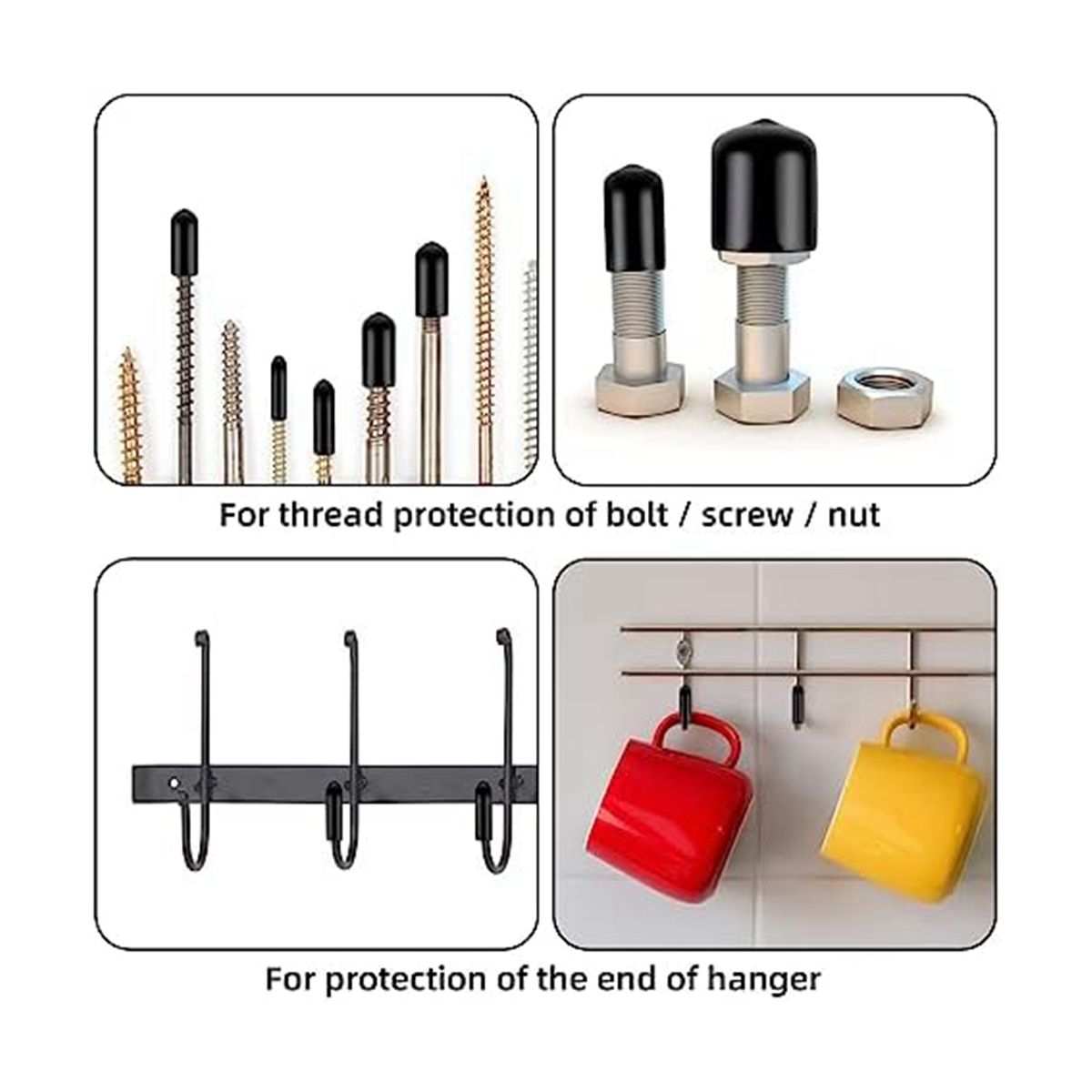 160Pcs Assorted Size Rubber End Caps, Flexible Screw Thread Protector Caps Round Vinyl Bolt Screw Cover Caps in 9 Size