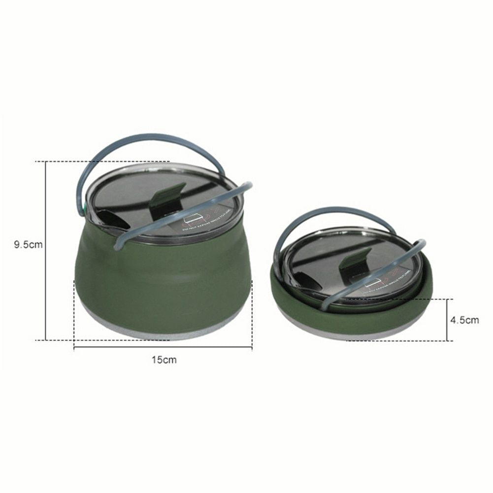 Multifunctional Portable Silicone Kettle Collapsible Boiler Foldable Water Pot Stainless Steel