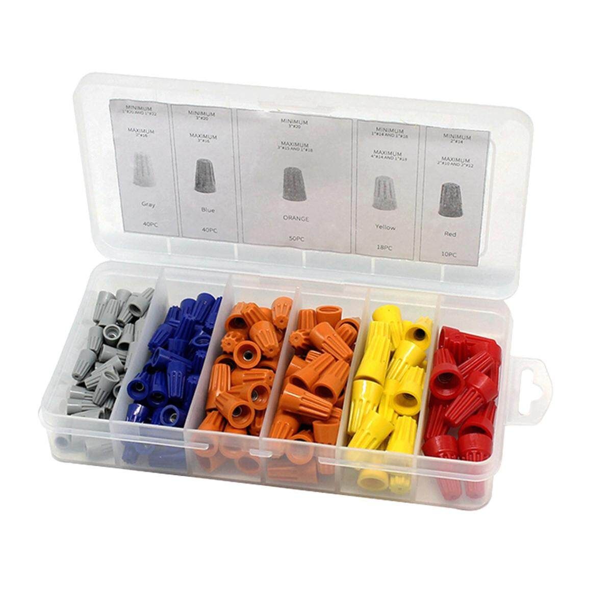 158PCS Wire Connector Terminal Twist Electrical Nut Spring Cap Assortment Kit