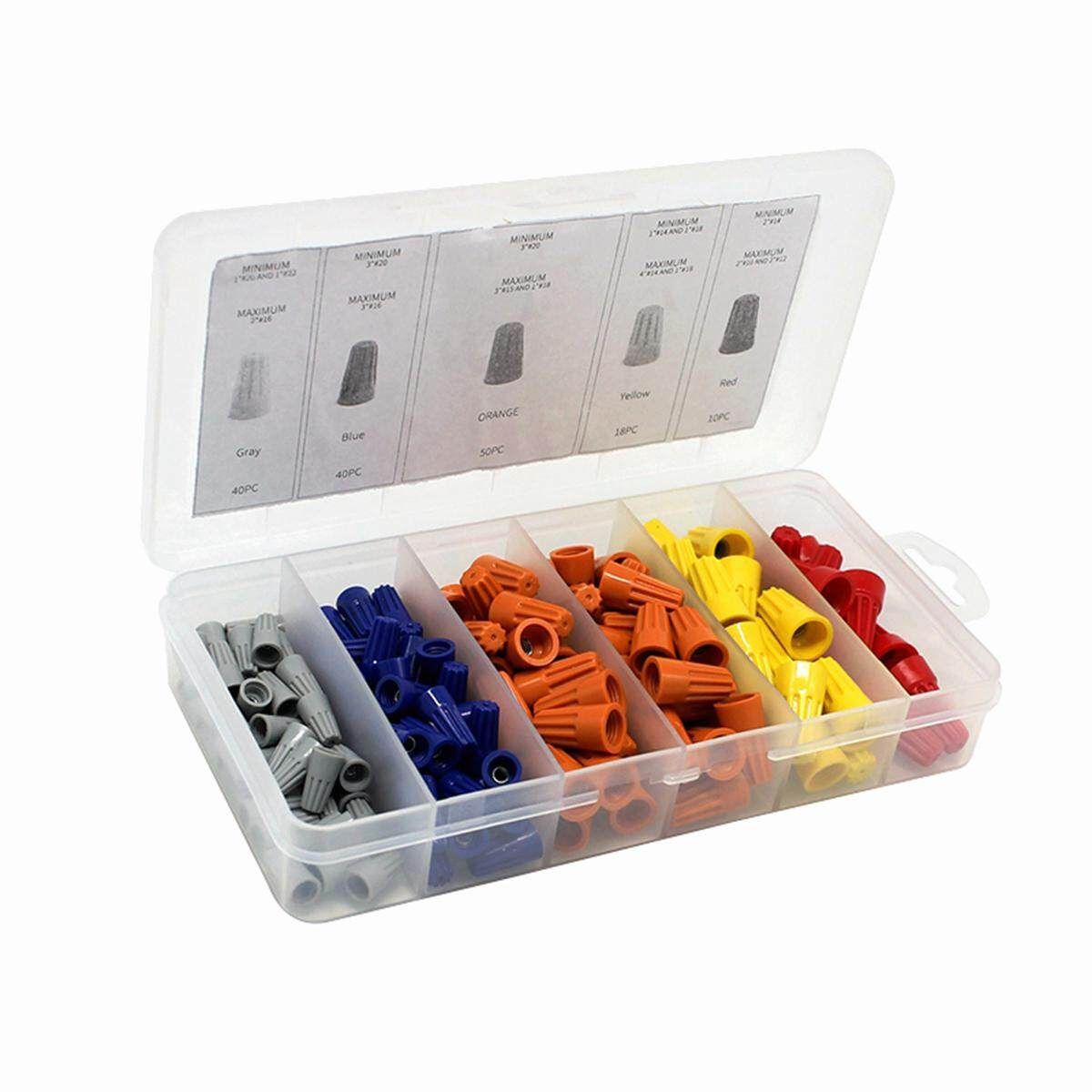 158PCS Wire Connector Terminal Twist Electrical Nut Spring Cap Assortment Kit