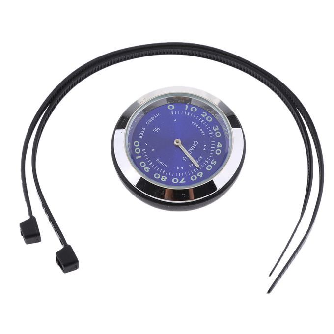 For Dirt Bike Stainless Motorcycle Bike Dial Clock Hygrometer - Blue